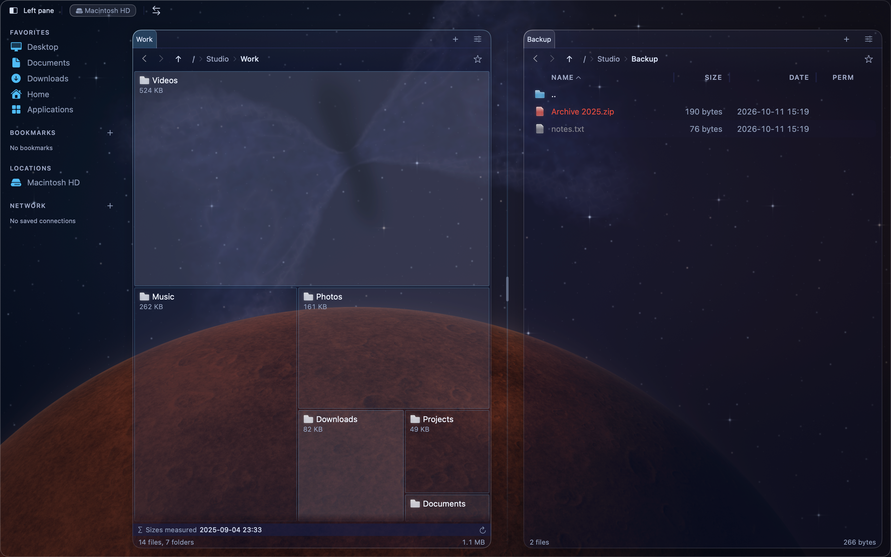 MeiFiles size map screenshot.
